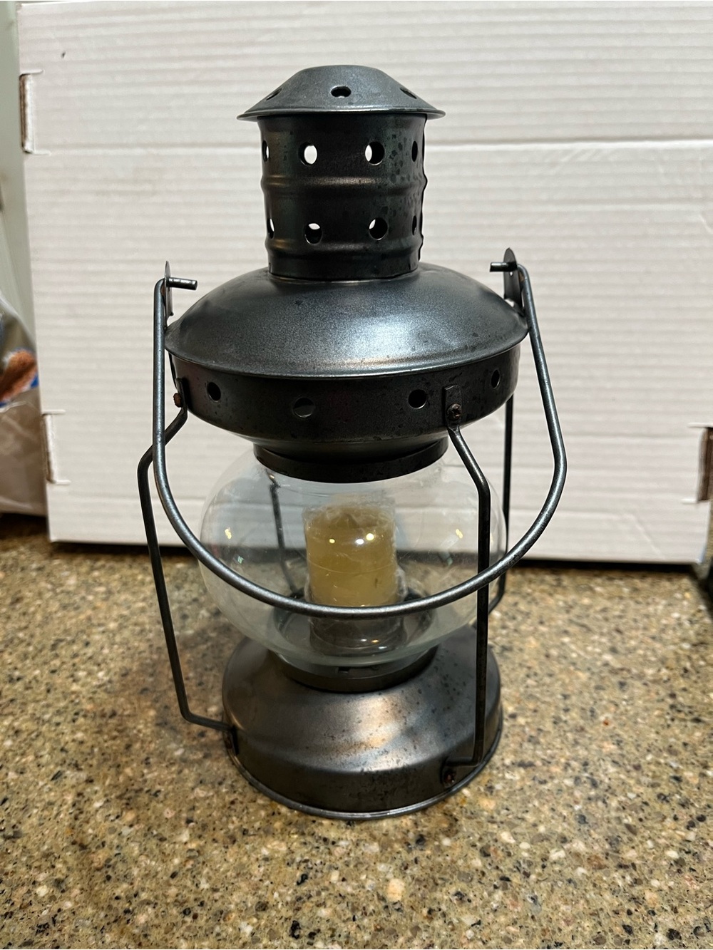 Vintage Lantern With Glass Orb Shade - Picture 9 of 9